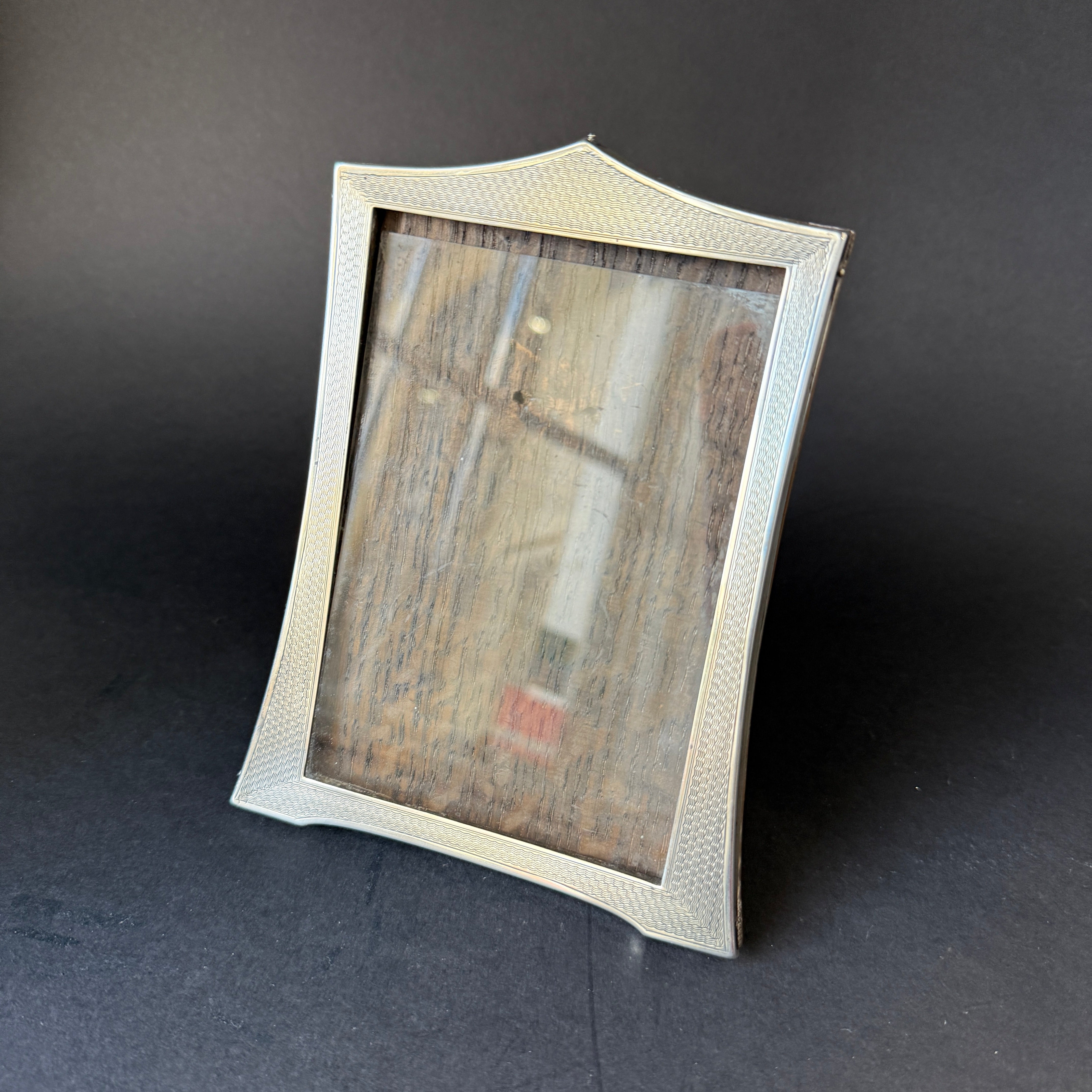 5x3” Art Deco silver machine turned photo frame made in Birmingham 1929