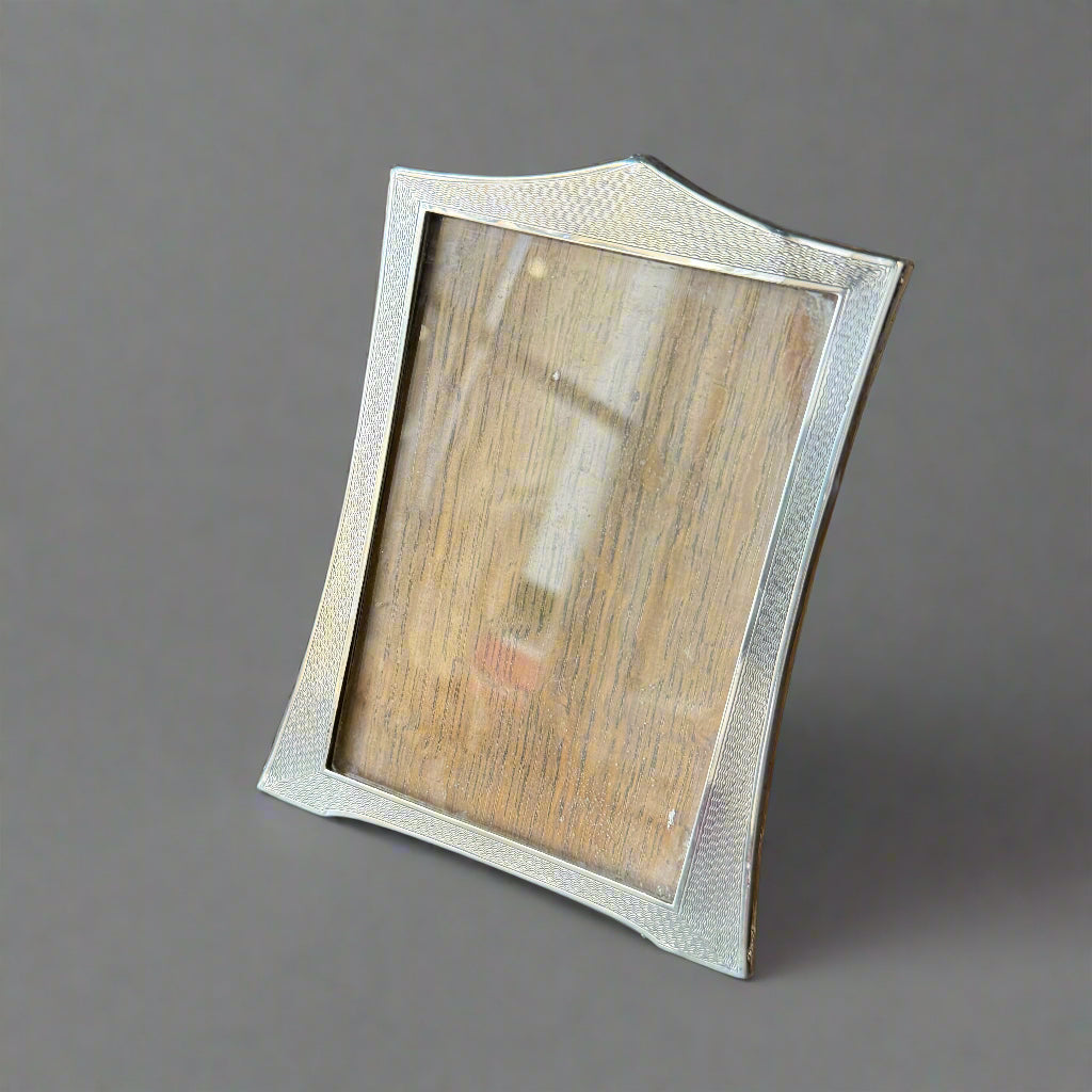 5x3” Art Deco silver machine turned photo frame made in Chester 1923 by Samuel Levi