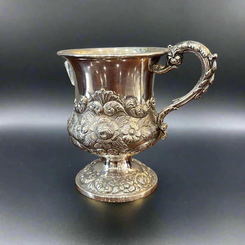 silver gilt christening mug antique