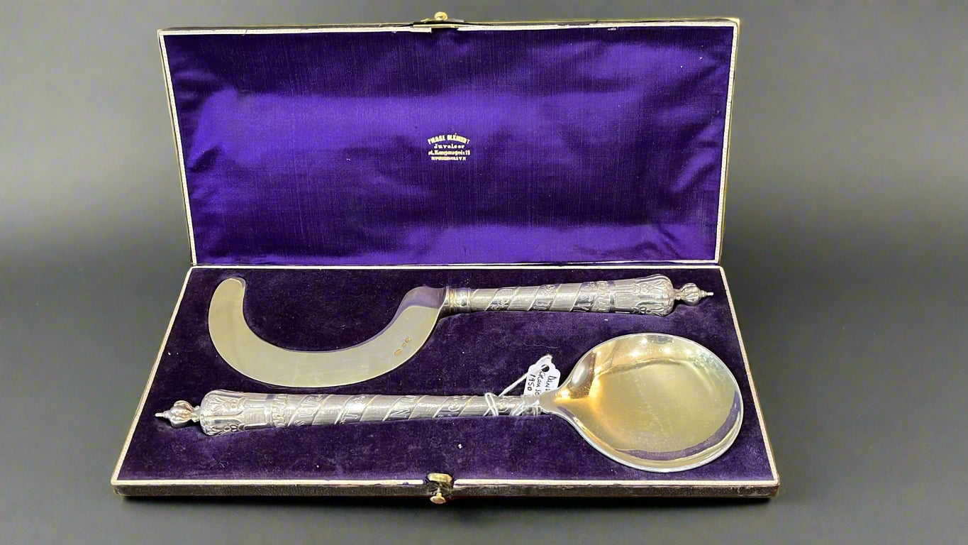 silver gilt ice cream serving set