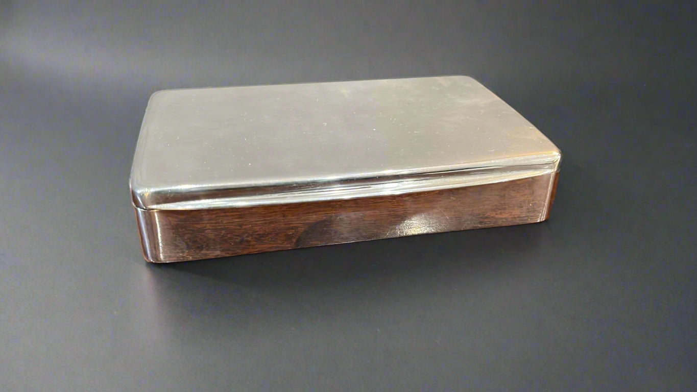 plain silver box with hinged lid