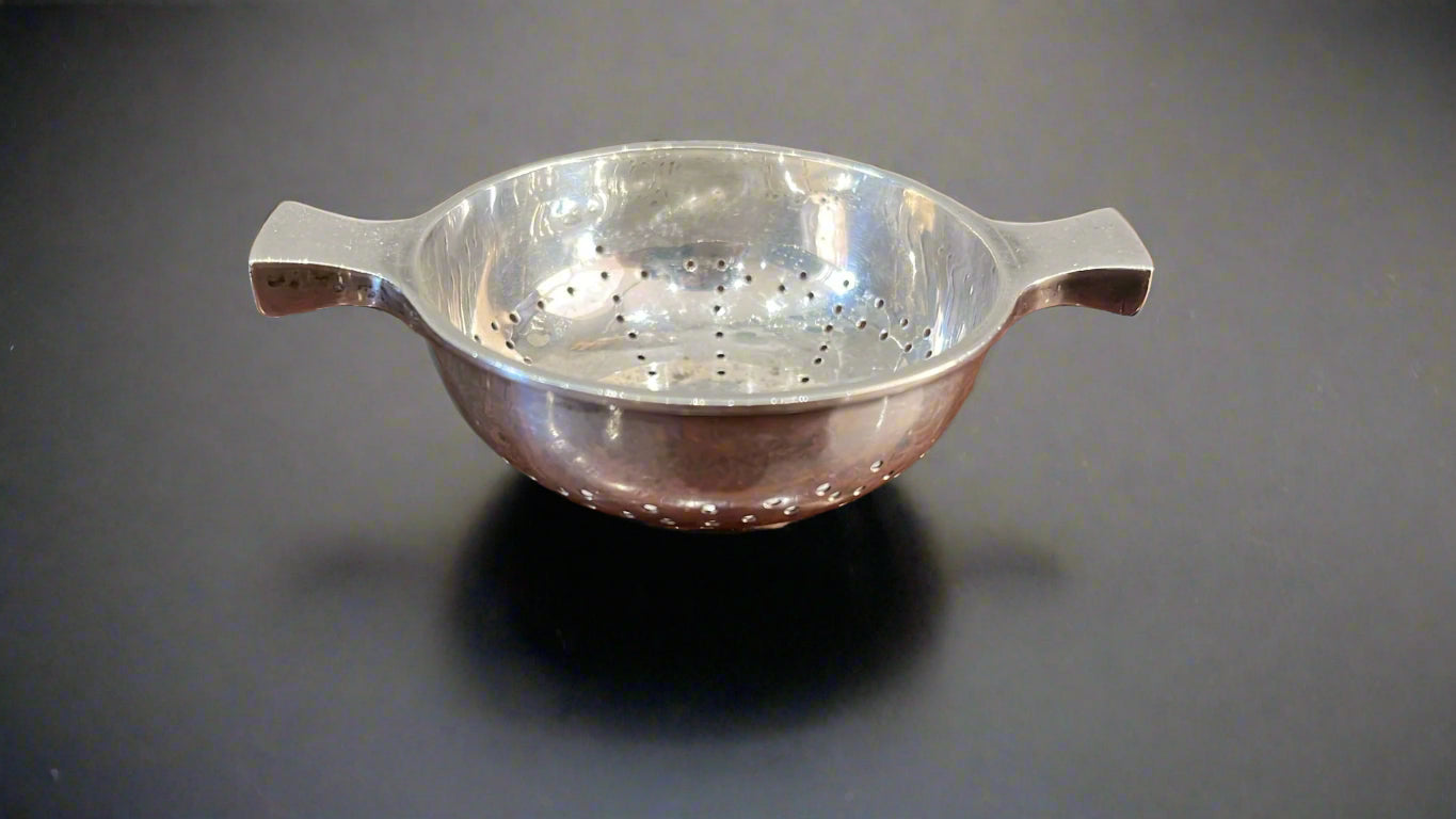 silver quaich lemon or tea strainer