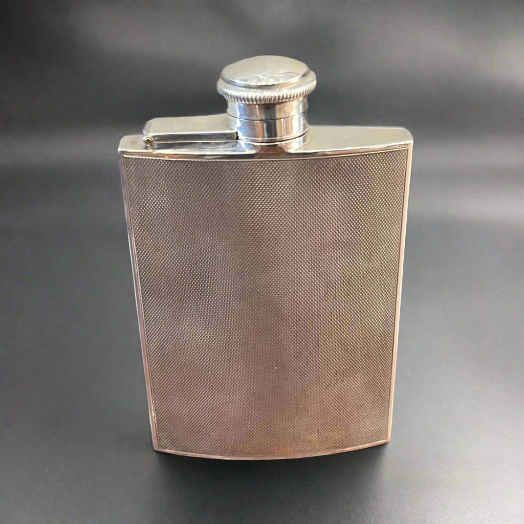 art deco silver hip flask