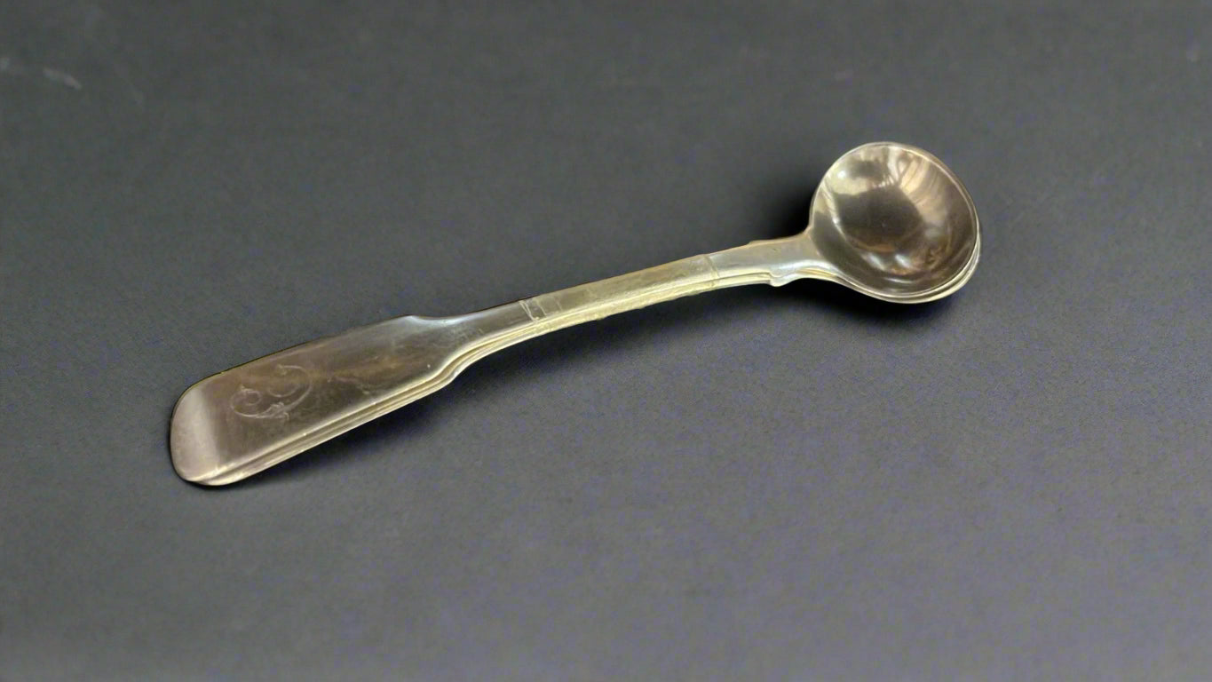 pair of exeter silver mustard spoons