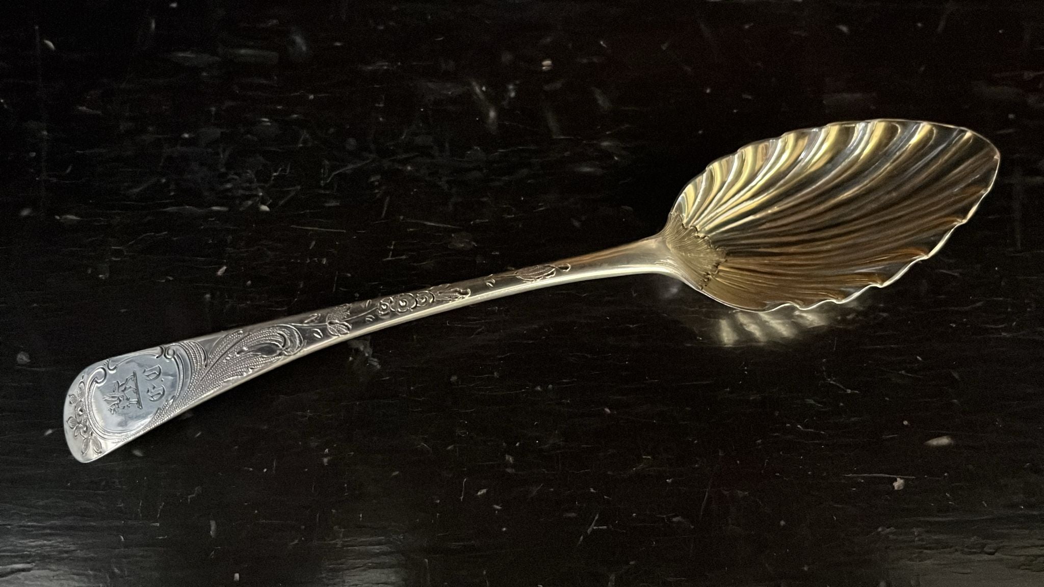 georgian silver gilt dessert spoon by peter & ann bateman