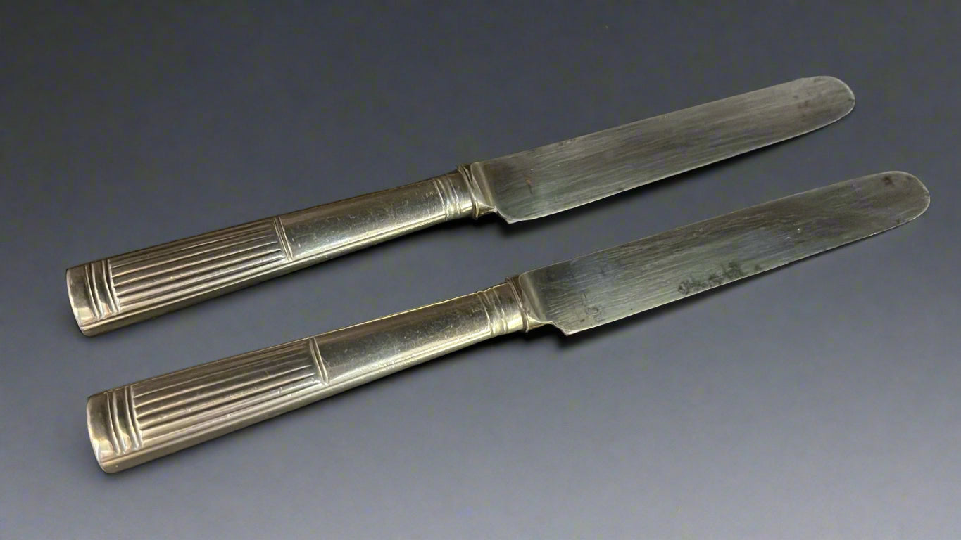 Pair of silver handled knives made in London 1796 by Moses Brent