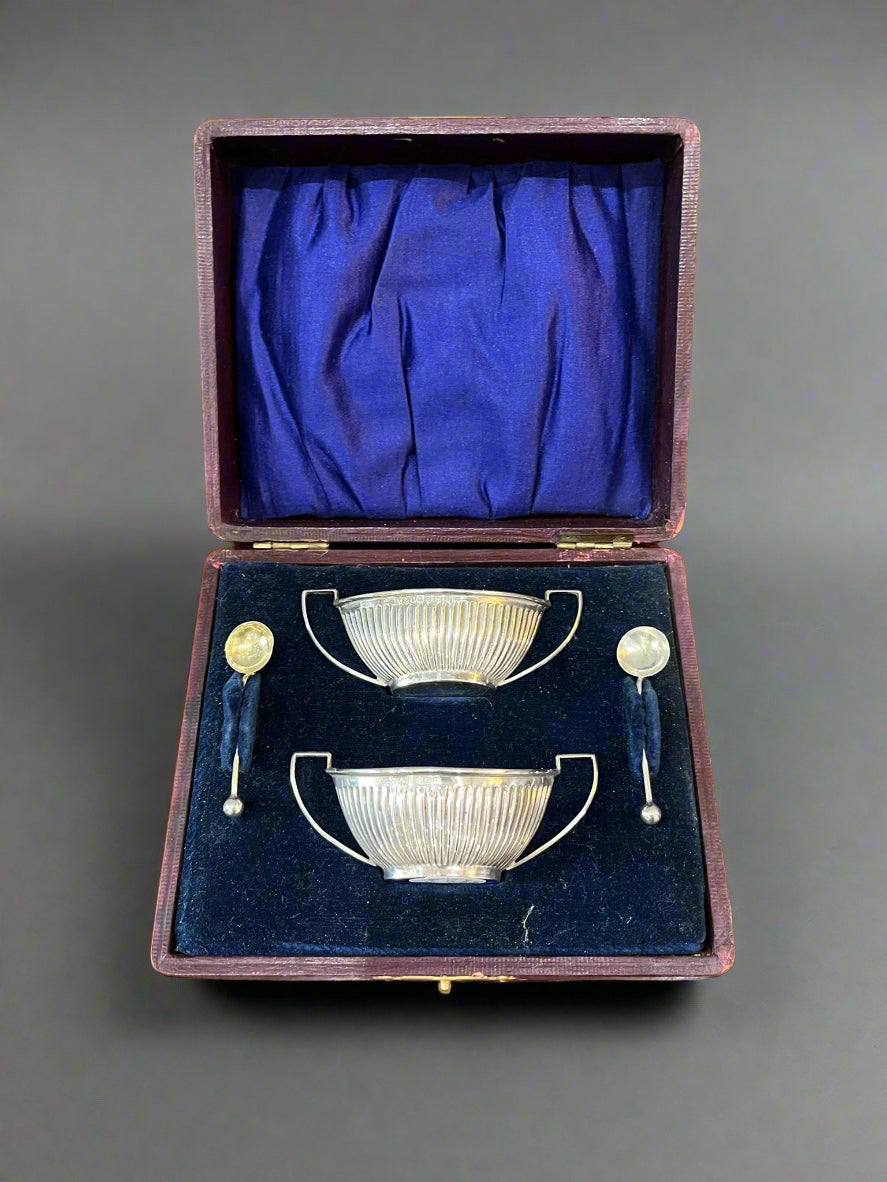 boxed pair of silver salts