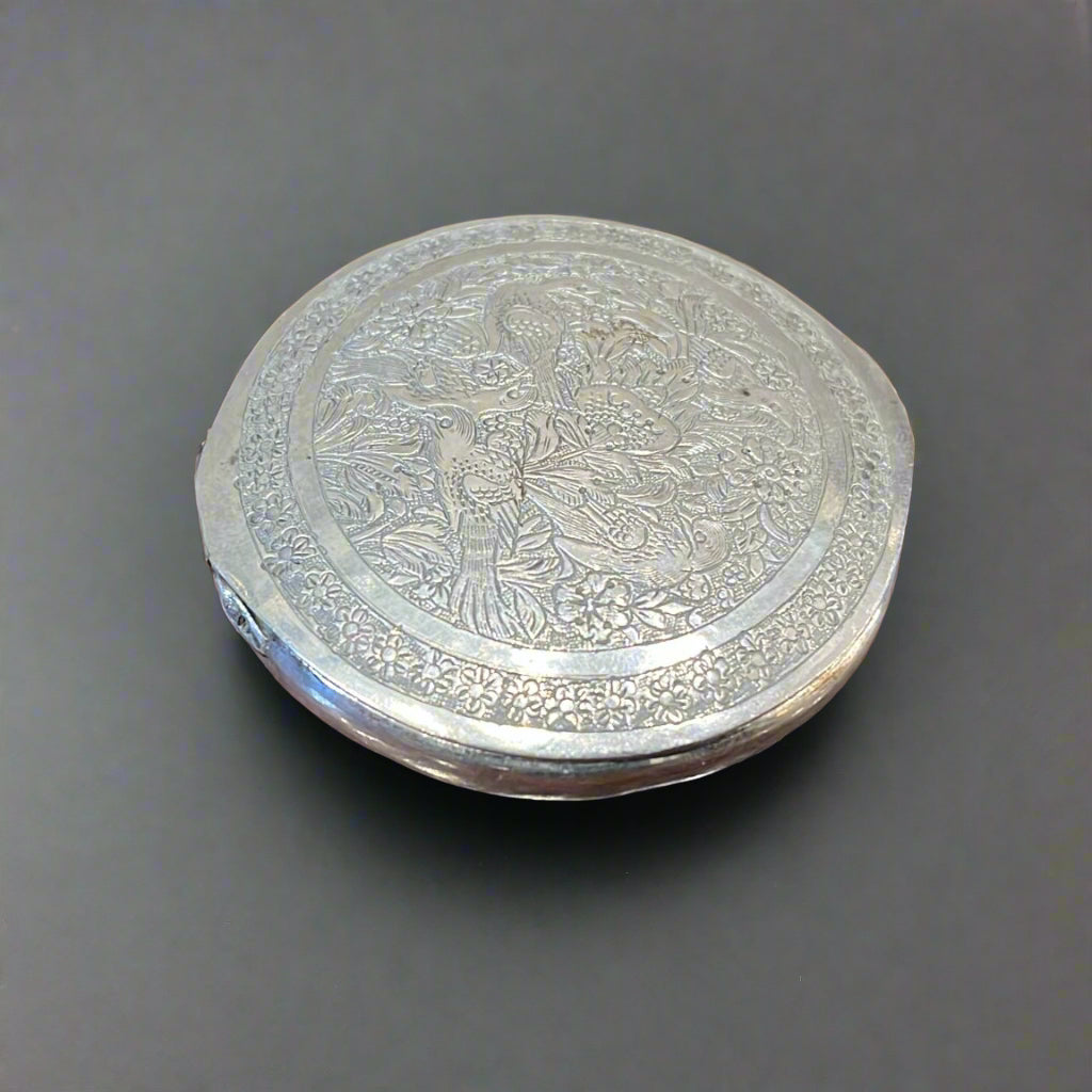 Silver compact with mirror made in Persia circa 1910