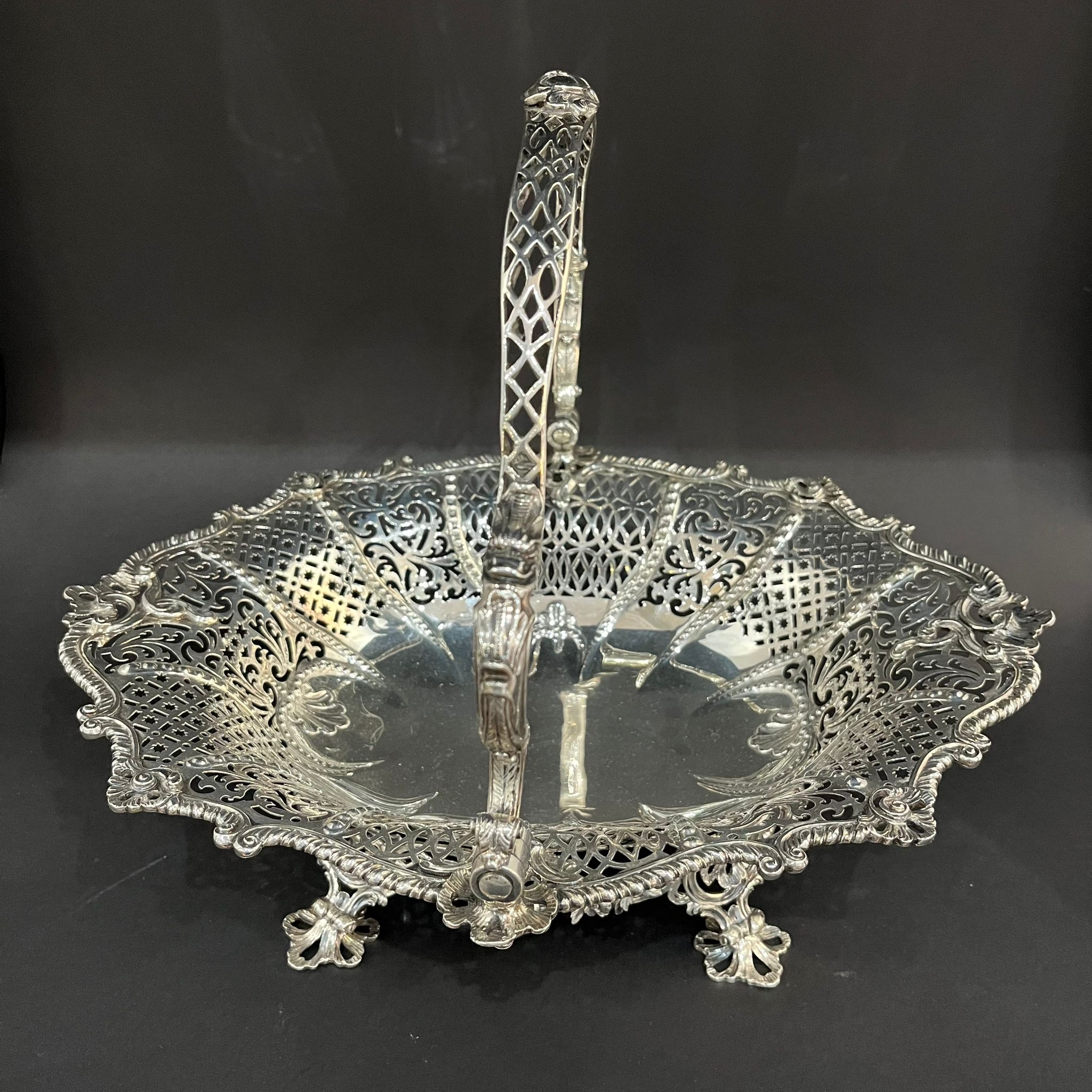 Large pierced bread basket by Samuel Herbert