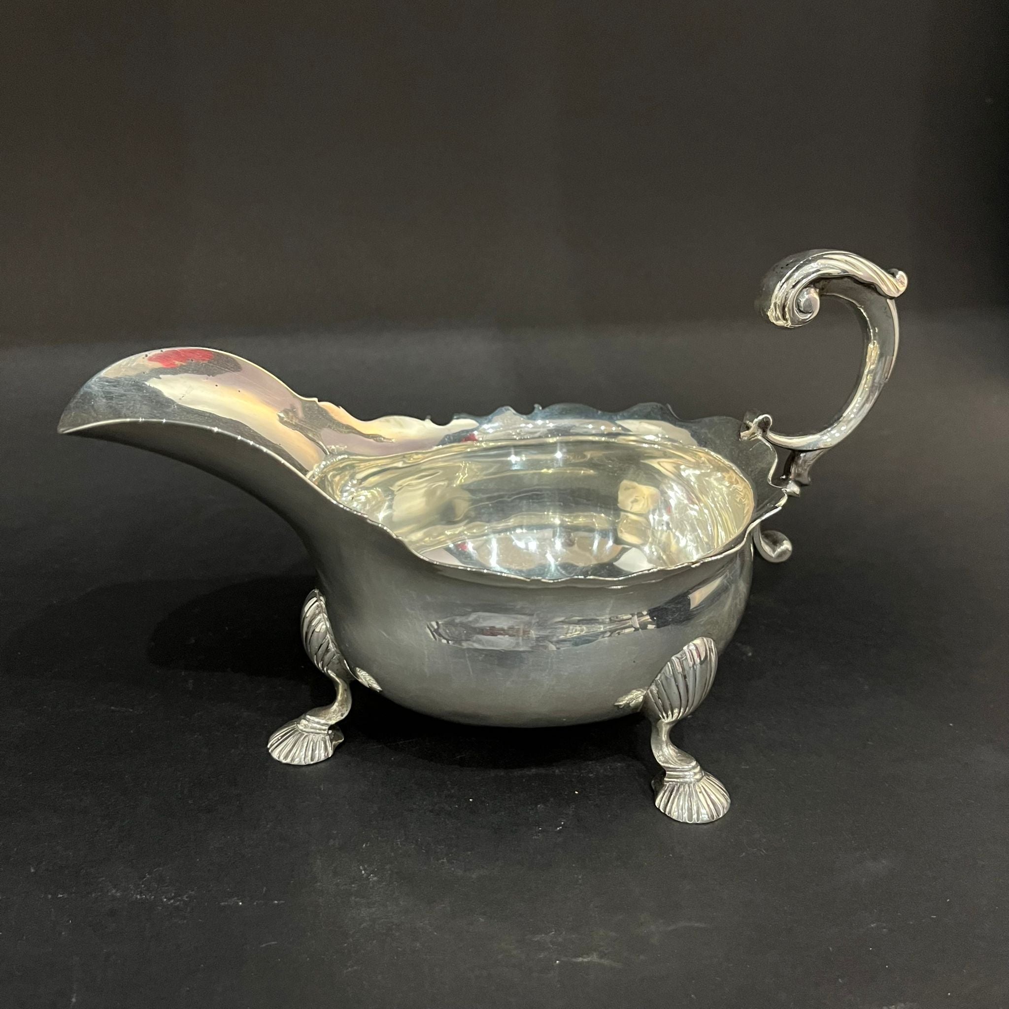 Oversized handsome silver sauce boat 1748