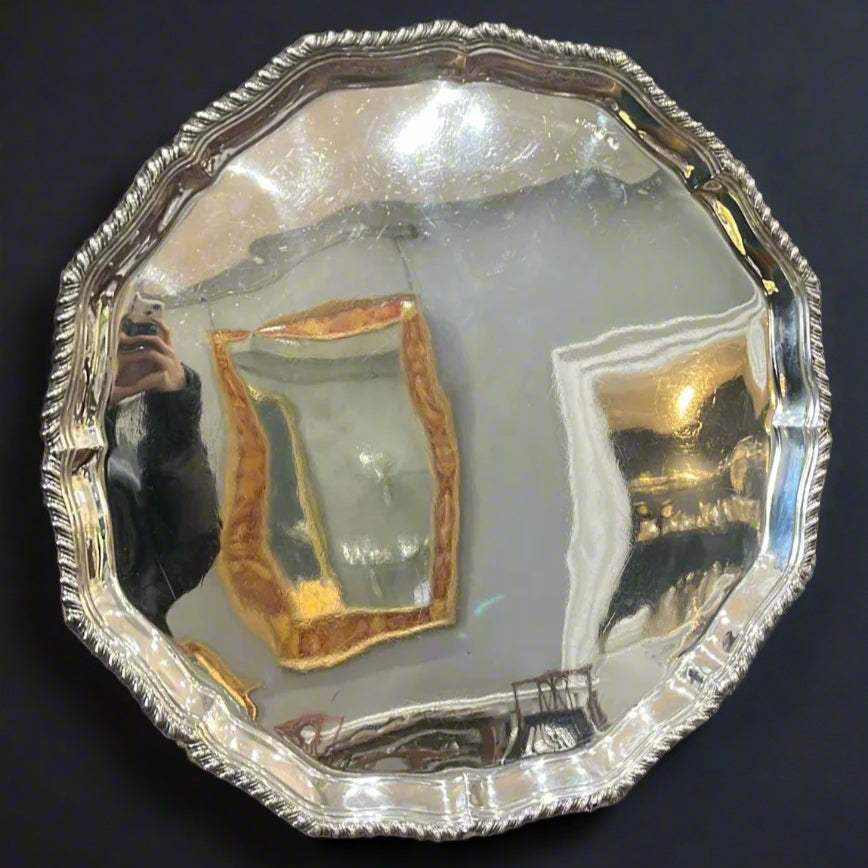 large round silver salver