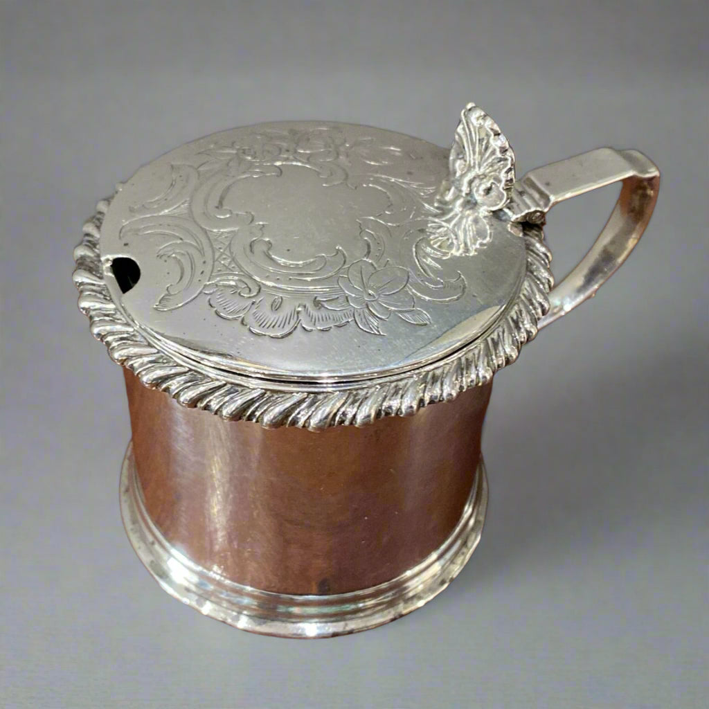 round silver mustard pot 