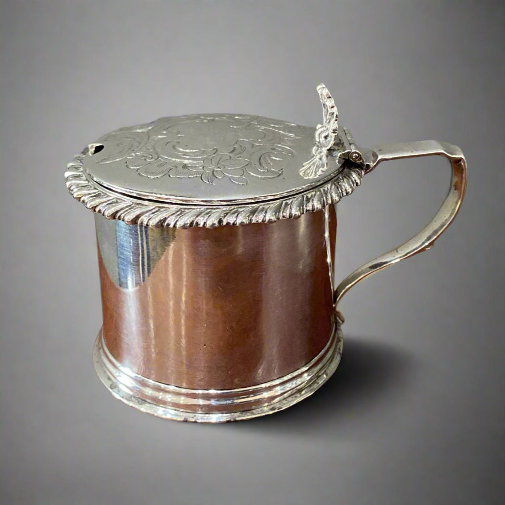 round silver mustard pot 