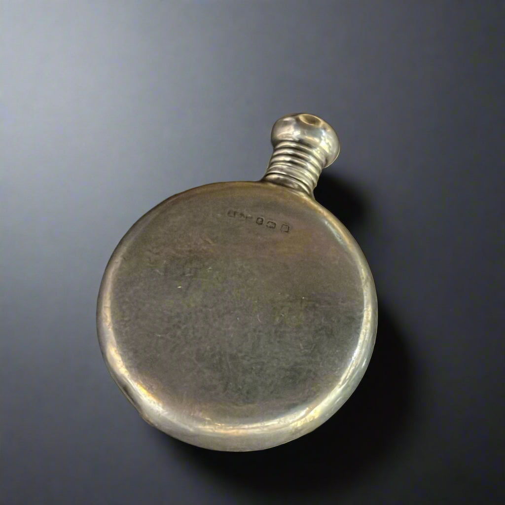 small antique silver scent flask