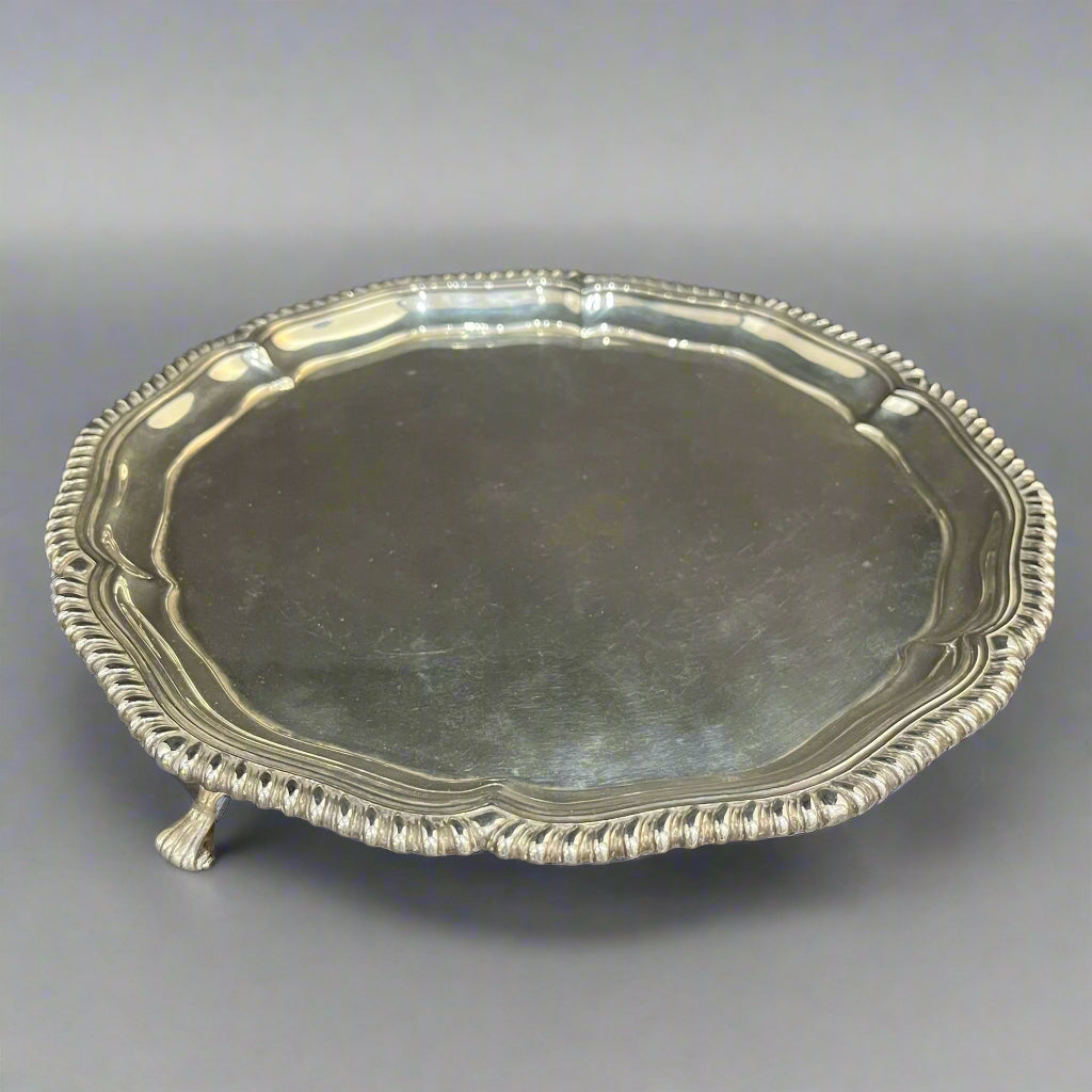 Gadroon edge silver salver Birmingham 1949