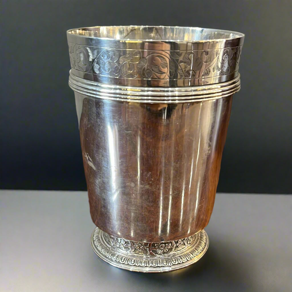 antique style silver beaker