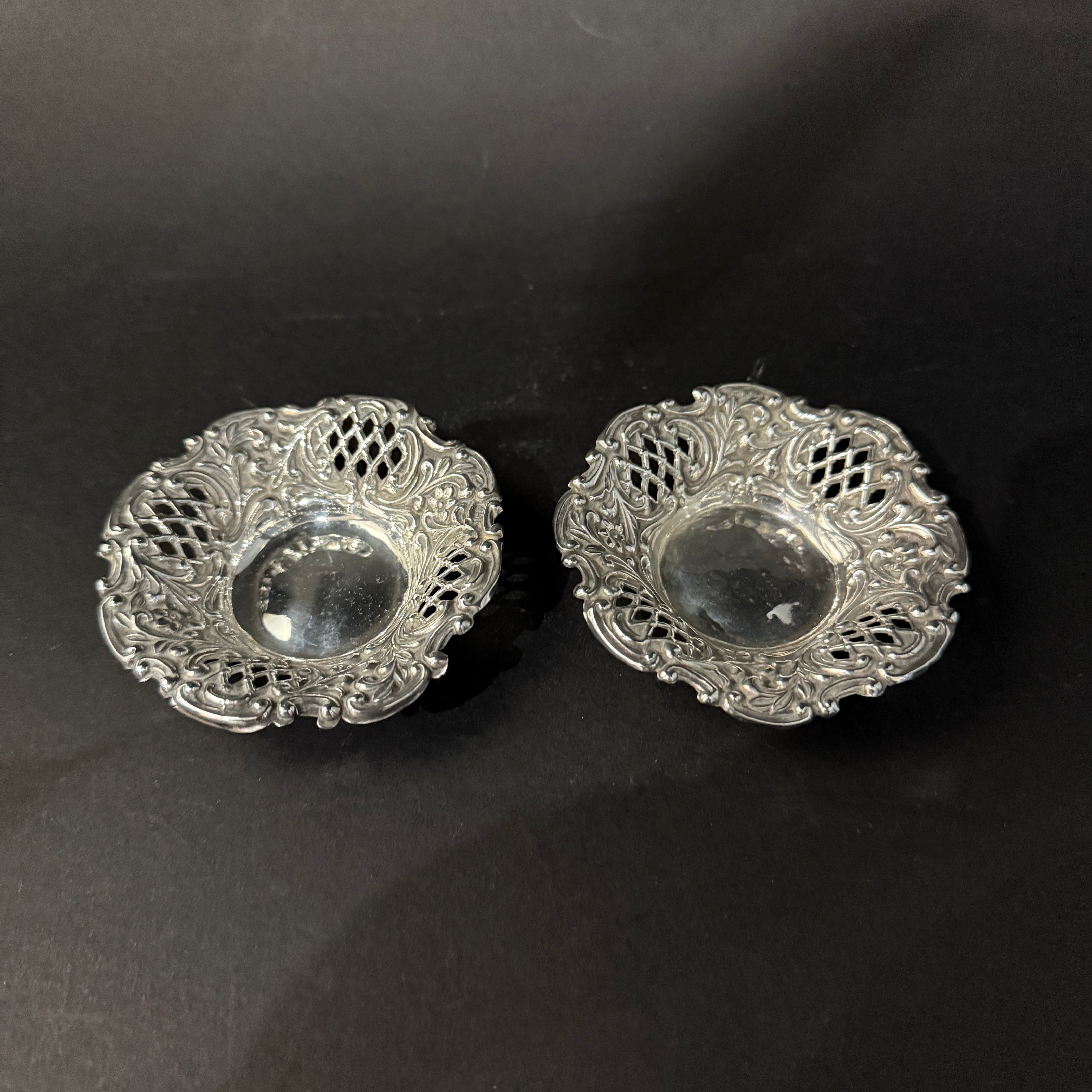 Pair of Australian silver bon bon dishes circa 1880 by Hardy Brothers Sydney