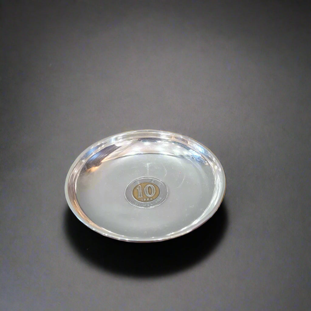 silver dish with HKD coin 