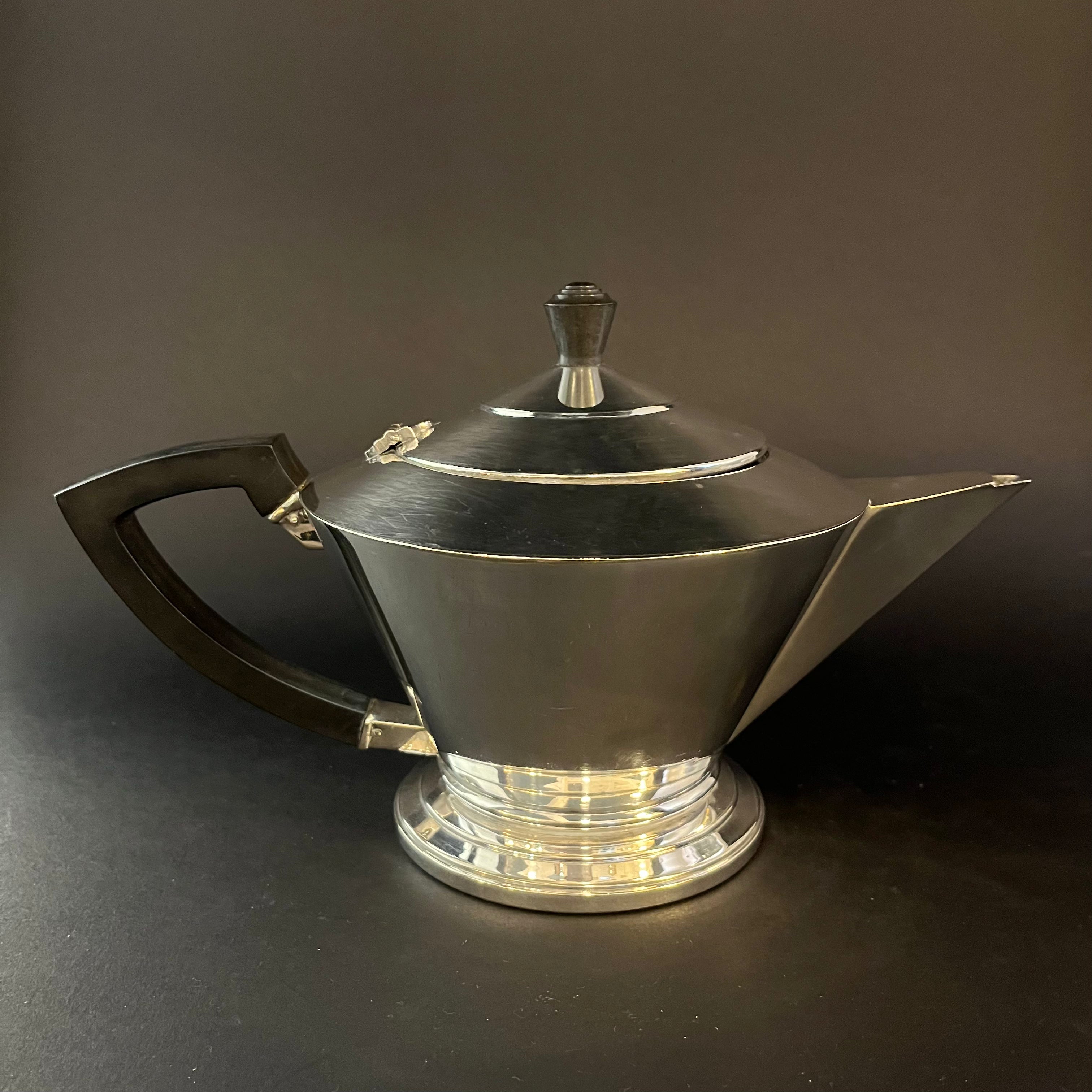 silver plate art deco teapot